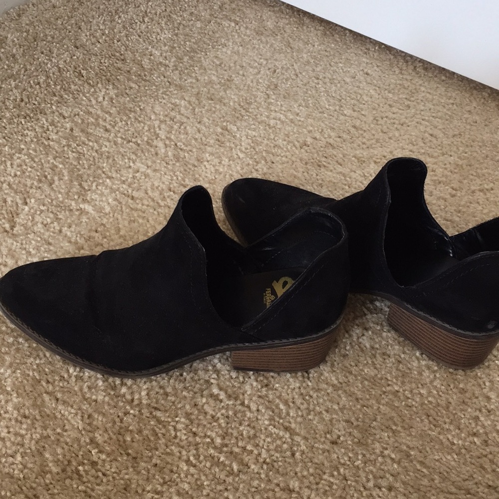Black booties suede